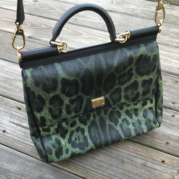 Dolce & Gabbana Women Handbag Green Animal Print M - Picture 2 of 14